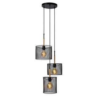 Lucide BASKETT - Hanging lamp - 3xE27 - Black - 45459/03/30