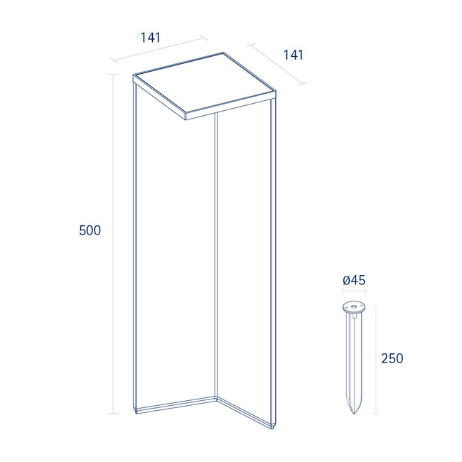 NUSOLAR Battery garden pole 2.2W LED 500mm
