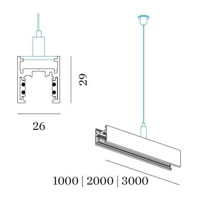 Rail Strex 48V DALI (en saillie ou suspendu)