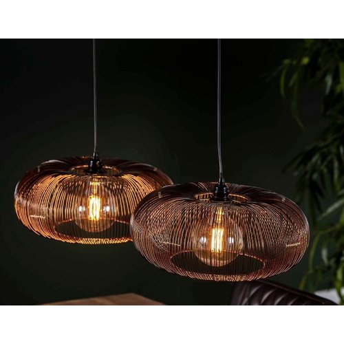 LioLights Hanging lamp 2x Ø43 disk wire copper twist LioLights Hanging lamp 2x Ø43 disk wire copper twist