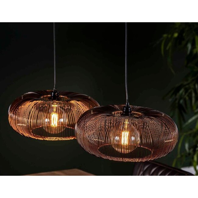 Lampe à suspension 2x Ø43 disk wire copper twist 