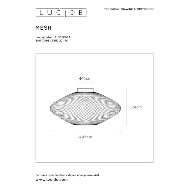 MESH - Ceiling light - Ø 45 cm - E27 - Matt Gold/ Brass - 21123/45/02