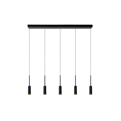 Lucide TUBULE - Hanglamp - LED - 5x7W 2700K - Zwart - 24401/35/30 Lucide TUBULE - Hanglamp - LED - 5x7W 2700K - Zwart - 24401/35/30