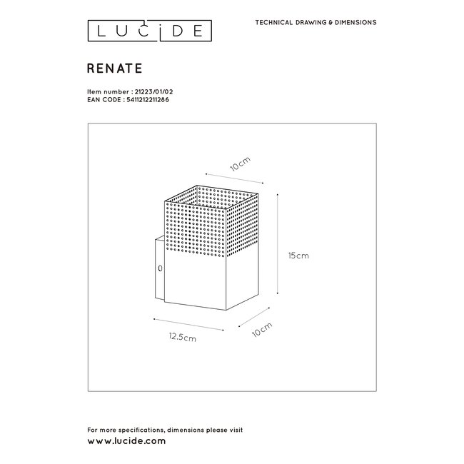 RENATE - Applique - 1xE27 - Noir - 21223/01/02