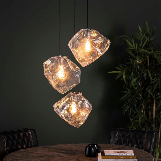 Hanging lamp 3L rock clear stepped