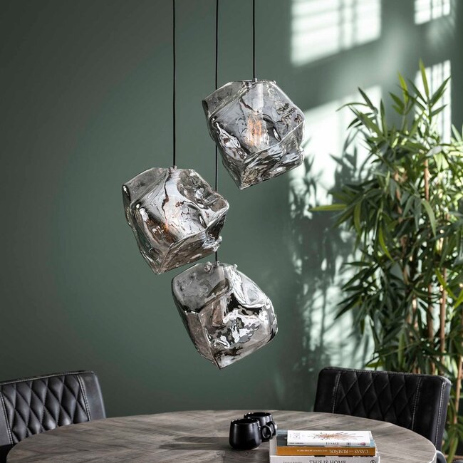 Pendant lamp 3L rock chromed stepped