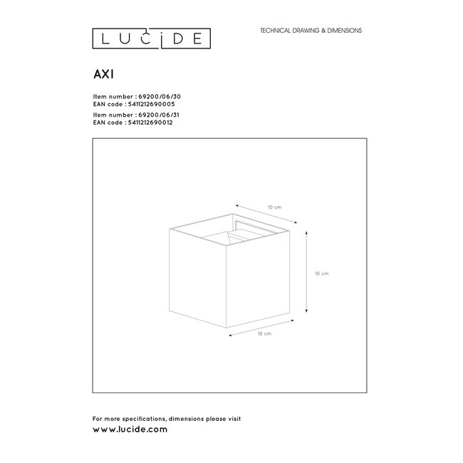 AXI - Spot mural Salle de bain - LED - IP54 - Noir - 69200/06/30