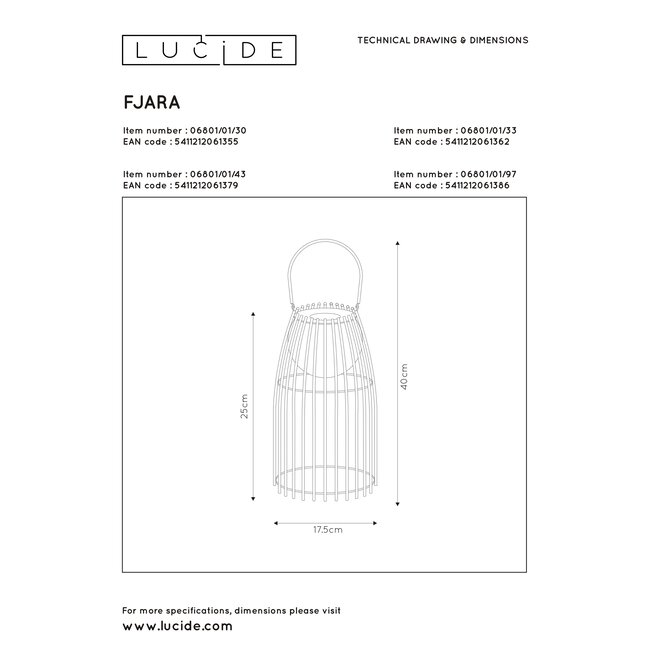 FJARA - Lampe à poser Extérieur - Ø 17,5 cm - LED Dim. - 1x0.3W 3200K - IP44 - Marron - 06801/01/43
