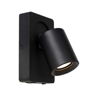 Lucide NIGEL - Wall spotlight - LED - GU10 - 1x5W 3000K - With USB charging point - Black - 09929/06/30