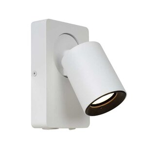 Lucide NIGEL - Wall spotlight - LED - GU10 - 1x5W 3000K - With USB charging point - White - 09929/06/31