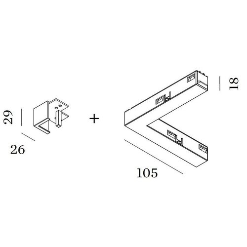 Wever & Ducré Strex Elektrische / Mechanische L-verbinding (links, rechts) Wever & Ducré Strex Elektrische / Mechanische L-verbinding (links, rechts)