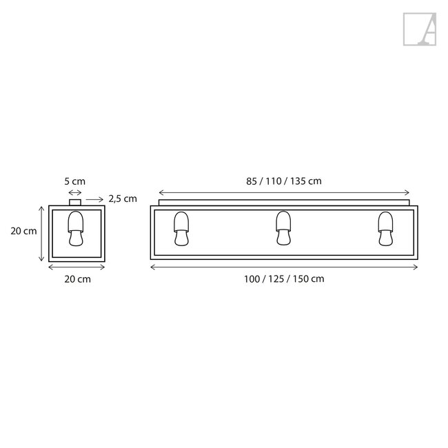 Display Case Ceiling Light Long 4L
