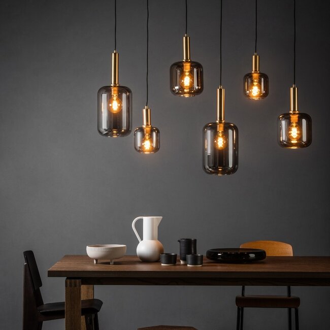 JOANET - Hanging lamp - 6xE27 - Fumé - 45494/06/65