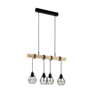 EGLO TOWNSHEND 5 Hanging lamp E27 black/wood 43132