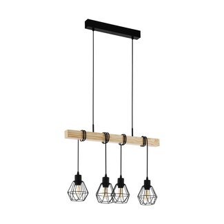 EGLO TOWNSHEND 5 Hanglamp E27 zwart/hout 44075