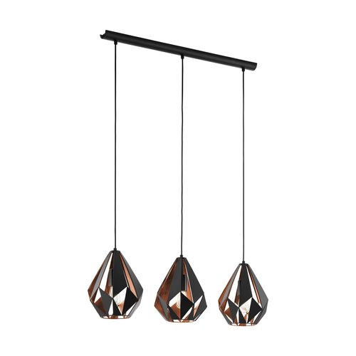 EGLO Lampe à suspension CARLTON E27 Noir/cuivre 49991 EGLO Lampe à suspension CARLTON E27 Noir/cuivre 49991
