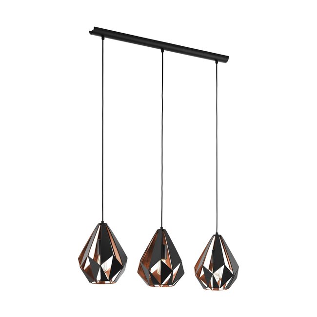 Hanglamp CARLTON E27 Zwart/koper 49991