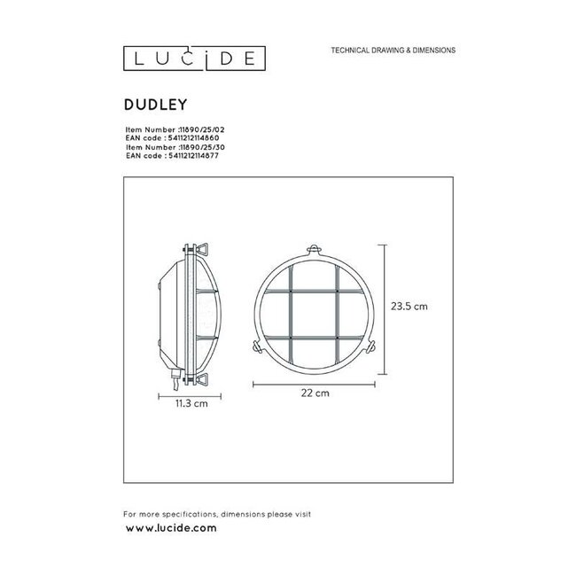 DUDLEY - Applique d'extérieur - Ø 25 cm - 1xE27 - IP65 - Or mat / Laiton - 11890/25/02