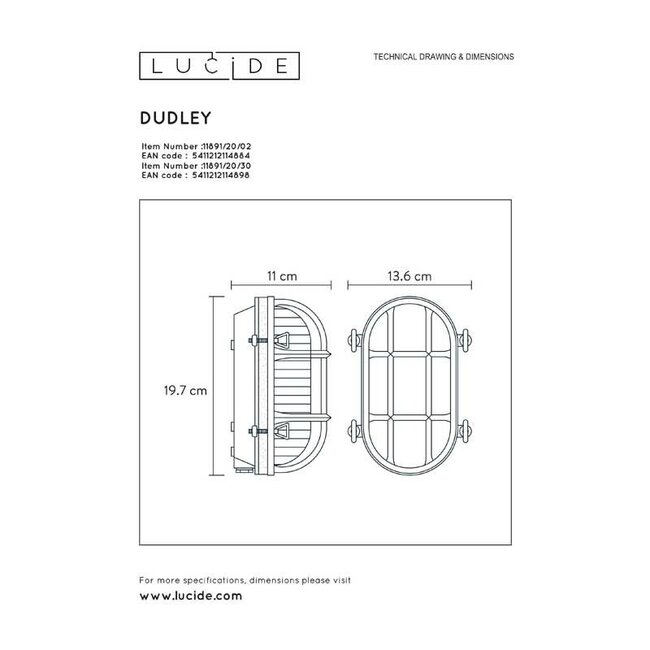 DUDLEY - Applique d'extérieur - 1xE27 - IP65 - Noir - 11891/20/30