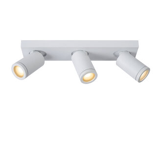 Lucide TAYLOR - Spot plafond Salle de bain - LED Dim to warm - GU10 - 3x5W 2200K/3000K - IP44 - Blanc - 09930/15/31