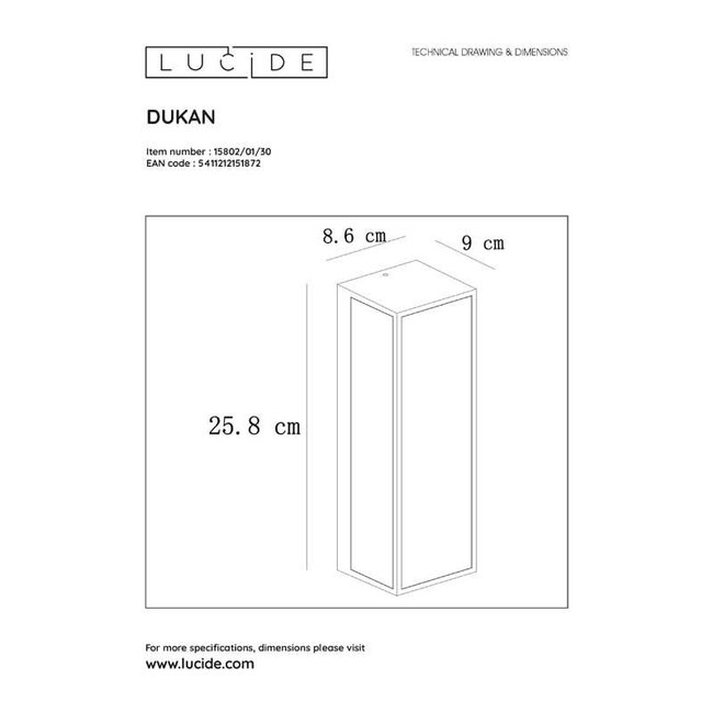 DUKAN - Wall lamp Outdoor - 1xE27 - IP65 - Black - 15802/01/30