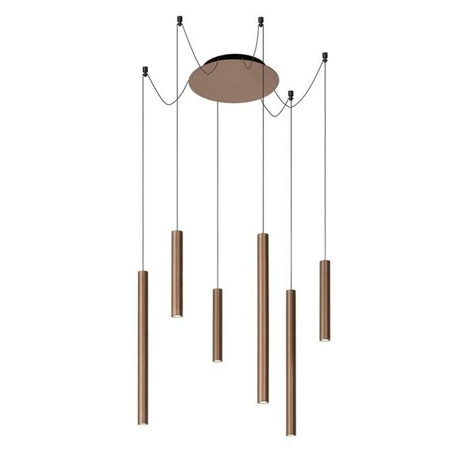 LORENZ - Hanging lamp - LED Dim. - 6x4W 3000K - Rust brown - 74403/06/97