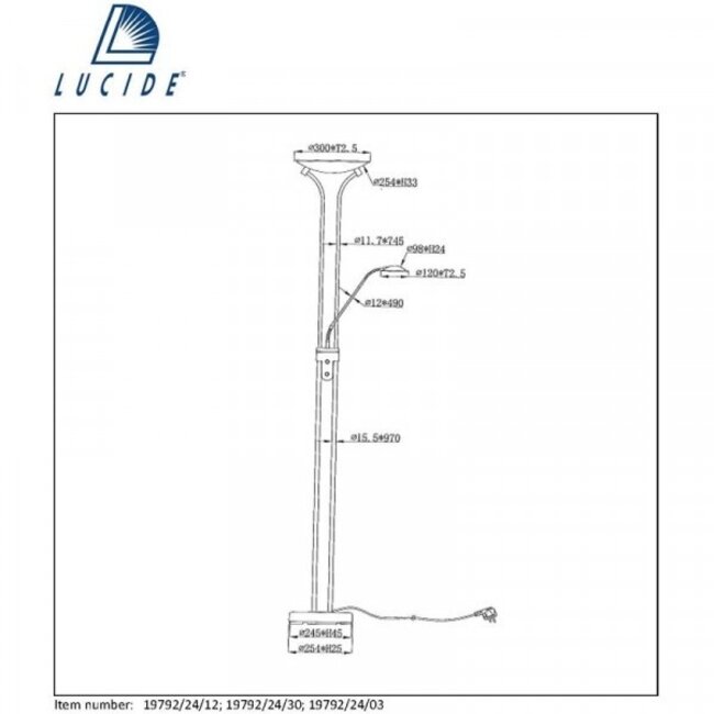 CHAMPION-LED - Leeslamp - Ø 25,4 cm - LED Dimb. - 3000K - Mat chroom - 19792/24/12