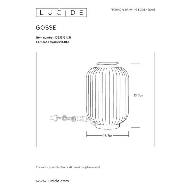 GOSSE - Table lamp - Ø 19.7 cm - 1xE14 - White - 13535/34/31