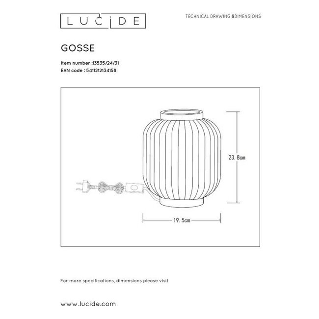 GOSSE - Lampe à poser - Ø 19,5 cm - 1xE14 - Blanc - 13535/24/31