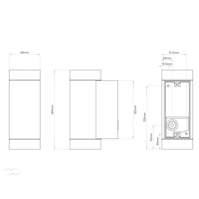 Wandlamp Dartmouth Twin LED Zwart IP54