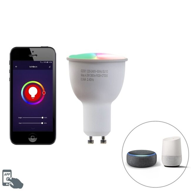 Lampe LED intelligente GU10 à intensité variable 5 W 300 lm 2200-4000 K