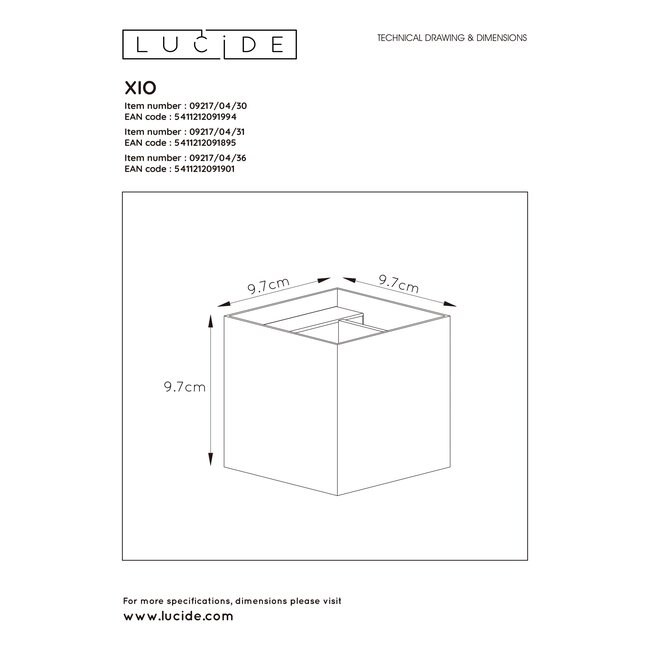 XIO - Wall lamp - LED Dim. - G9 - 1x4W 2700K - Black - 09217/04/30