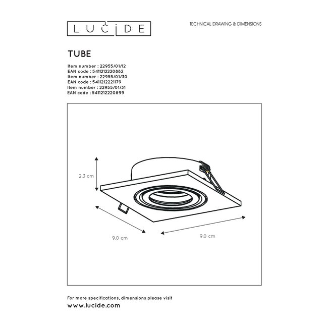 Recessed spot TUBE - Recessed spot - GU10 -White - 22955/01/31