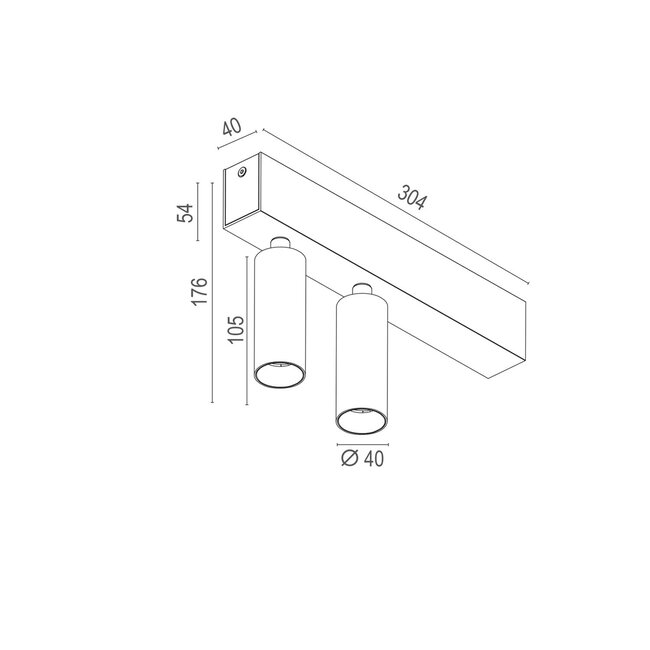 TWIN LED opbouwspot zwart