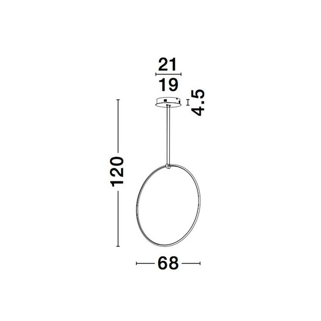 LED hanglamp RING zwart 68 x 21 x 120 cm