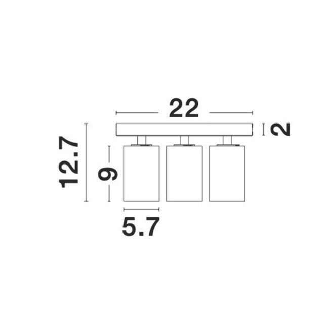 TOD opbouwspot 3L - Ø 22 x 12,7 cm - zandzwart - GU10