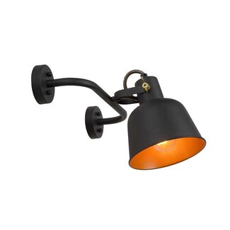 Lucide PIA - Wandlamp - 1xE27 - Zwart - 45280/01/30