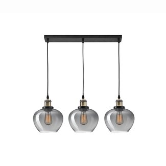 Nova Luce Cedro - suspension 3L - 80 x 130 cm - verre fumé