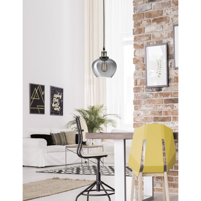 Cedro - hanging lamp - Ø 18 x 130 cm - smoked glass