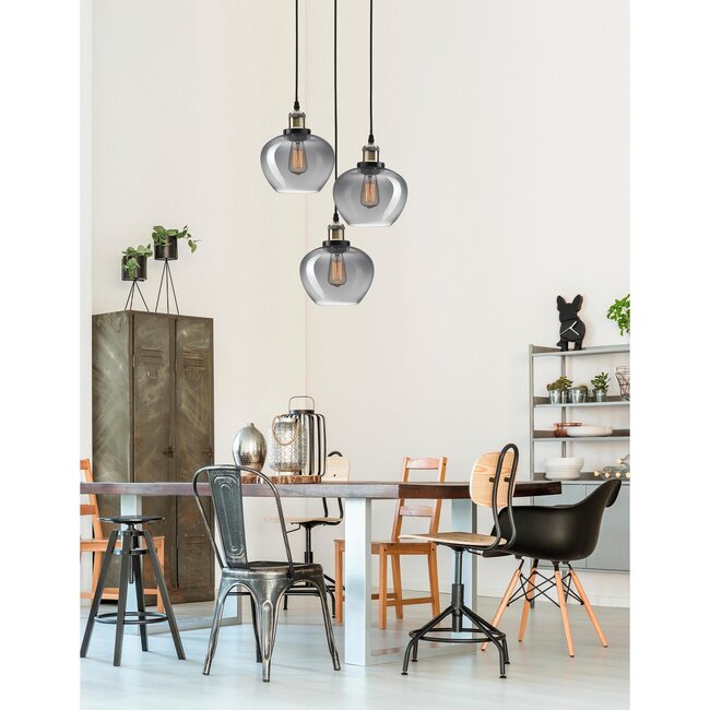 Cedro - hanging lamp 3L - Ø 35 x 130 cm - smoked glass