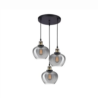 Nova Luce Cedro - hanging lamp 3L - Ø 35 x 130 cm - smoked glass