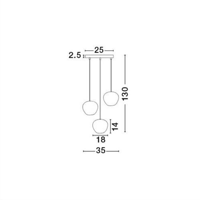 Cedro - hanglamp 3L - Ø 35 x 130 cm - gerookt glas