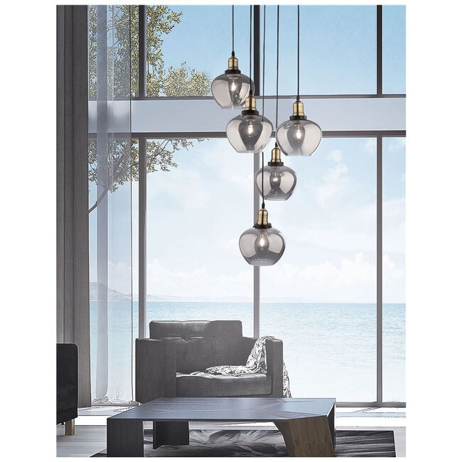 Cedro - hanging lamp - Ø 50 x 160 cm - smoked glass