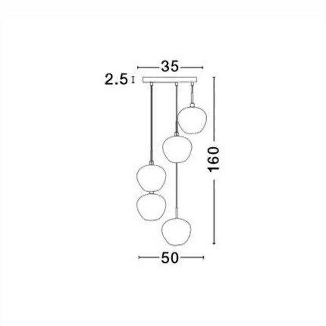 Cedro - hanging lamp - Ø 50 x 160 cm - smoked glass