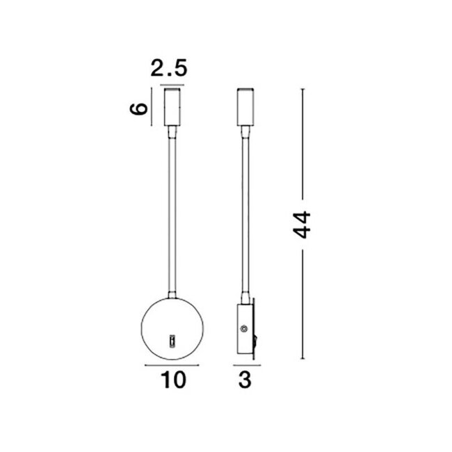 Jaco - wall lamp with switch - 10 x 3 x 44 cm - 3W LED incl. - black