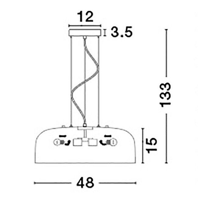 Suspension Perleto gris Ø 48 x 133 cm