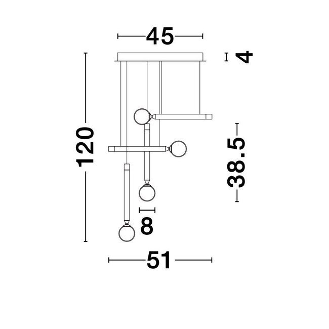LED hanglamp Cayo zwart 51 x 20 x 120 cm