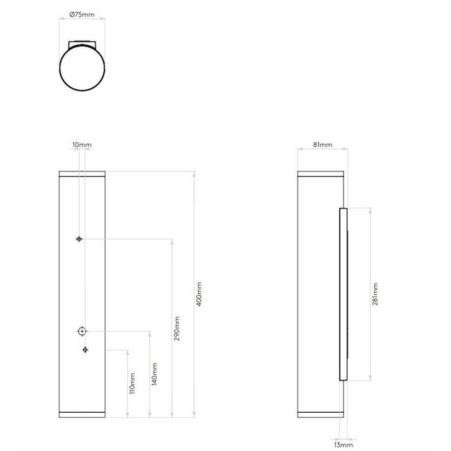 Applique murale Ava 400 Noir texturé IP44