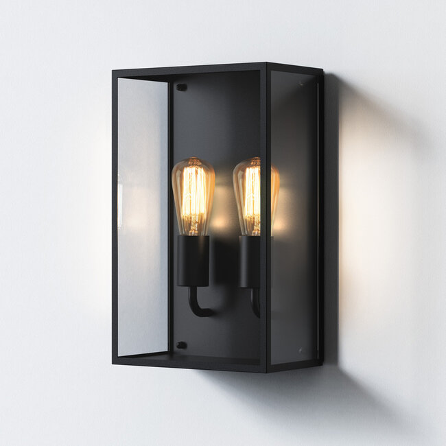 Wall lamp IP44 Messina Twin Black textured