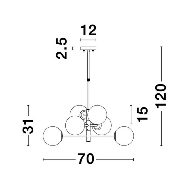 Hanging lamp Impero - Ø 70 x 120 cm - black